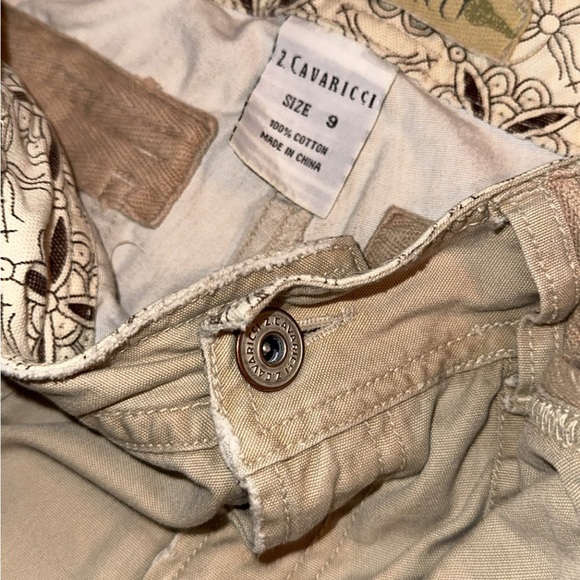 VTG Z Cavaricci Womens Utility y2k Cargo Pants Beige Streetwear - Picture 3 of 4